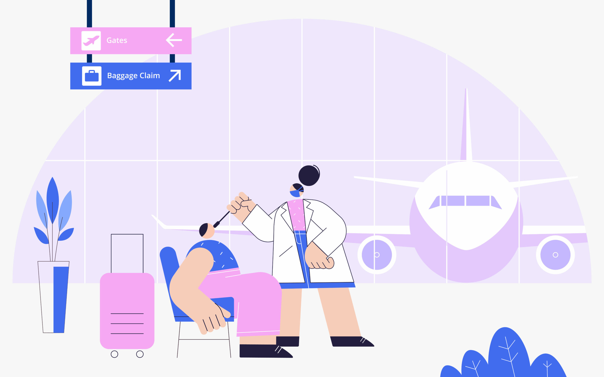 illustration of airport covid testing for travel