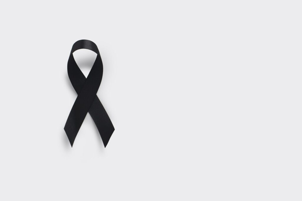 Melanoma and skin cancer awareness ribbon