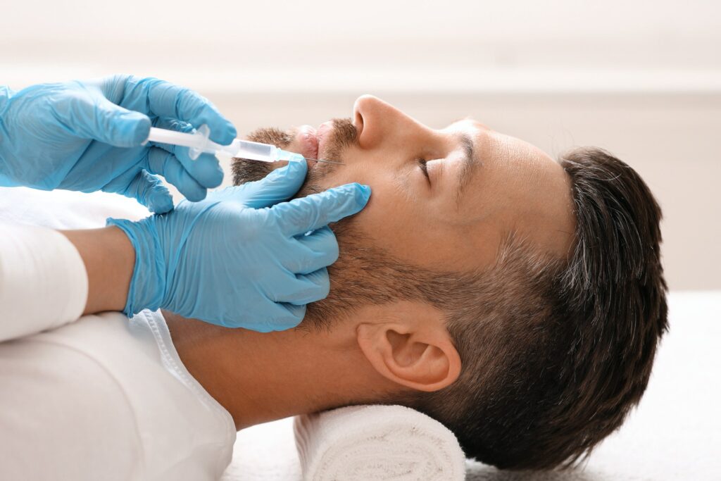 Nose mouth filler for bearded man